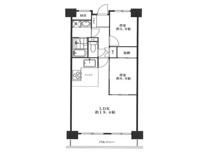 三田ナショナルコート(2LDK/3階)の間取り写真