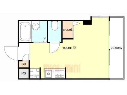 サンビレッジ塩屋(ワンルーム/1階)の間取り写真