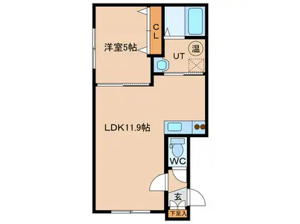 ATEENAI(1LDK/1階)の間取り写真