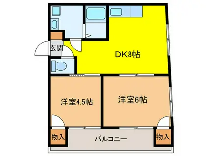 コート ウエル シモ(2LDK/3階)の間取り写真
