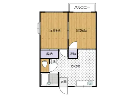 グランデュール鈴木 A棟(2DK/2階)の間取り写真