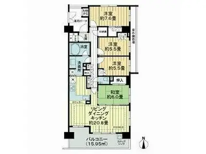 ライオンズ南大沢ヒルズ(4LDK/7階)の間取り写真