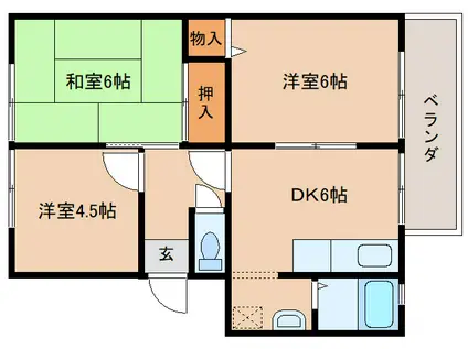 サンコート(3DK/1階)の間取り写真