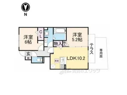 ヴォラーレ(2LDK/1階)の間取り写真