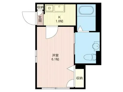 グローリア田柄(1K/1階)の間取り写真