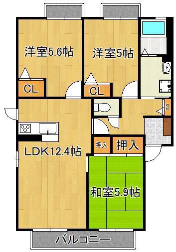 フェリーチェ学研台I(3LDK/2階)の間取り写真