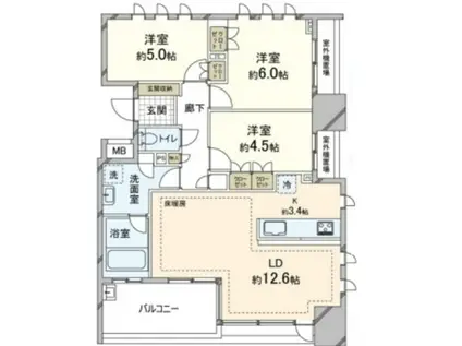 ライオンズ一条レジデンス湘南C-X(3LDK/6階)の間取り写真