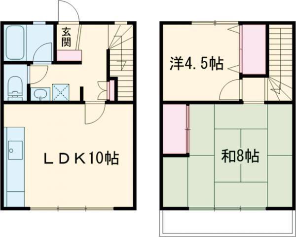 パルデンス木太(2LDK/1階)の間取り写真