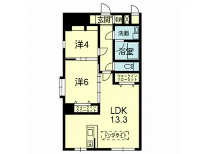 ライズ呉服(2LDK/1階)の間取り写真