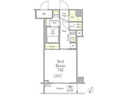 パークペルル池尻(1K/2階)の間取り写真