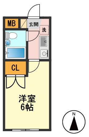 サニーハイム(1K/1階)の間取り写真