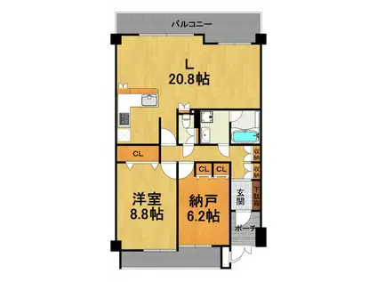 ナビールコート安井町(1SLDK/2階)の間取り写真