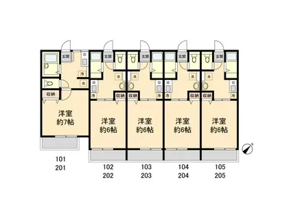 コートデール(1K/2階)の間取り写真