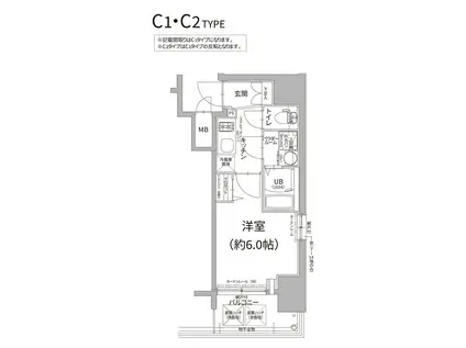 エスリード難波ザ・プレミア(1K/7階)の間取り写真