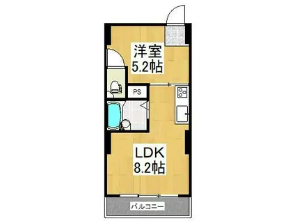 パール世田谷(1LDK/2階)の間取り写真