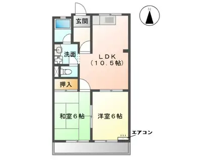 メゾンエクセルII(2LDK/2階)の間取り写真