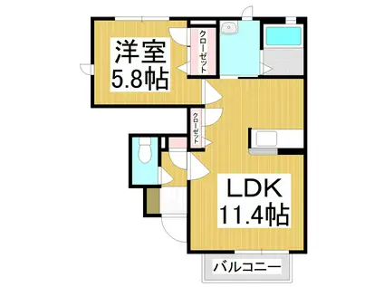 ポラリス C棟(1LDK/1階)の間取り写真