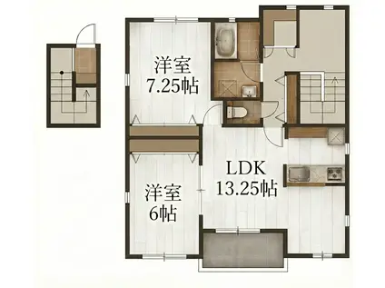 ヴィラ・ド・フルールE(2LDK/2階)の間取り写真