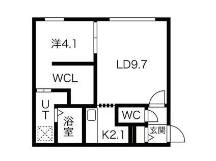 ブルーイング大通東(1LDK/3階)の間取り写真