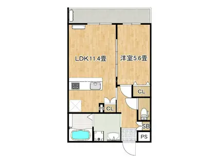 ひまわり(1LDK/2階)の間取り写真