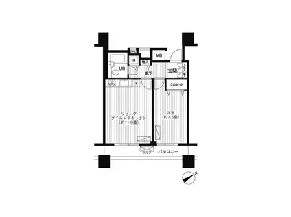 ループエム(1LDK/3階)の間取り写真