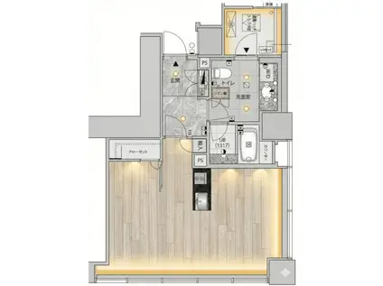 マジェスタワー六本木(1LDK/3階)の間取り写真