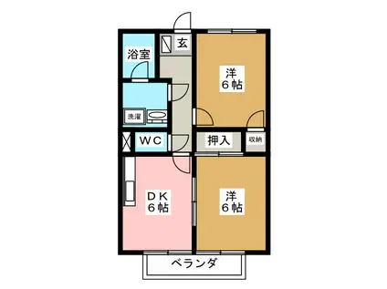 サープラススリーM B棟(2DK/2階)の間取り写真