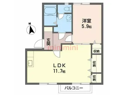 グランメール宮(1LDK/2階)の間取り写真