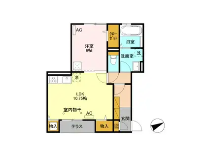 ガーデンコート 五十部町(1LDK/1階)の間取り写真