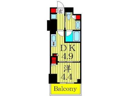 ONE ROOF RESIDENCE NISHI NIPPORI(1DK/11階)の間取り写真