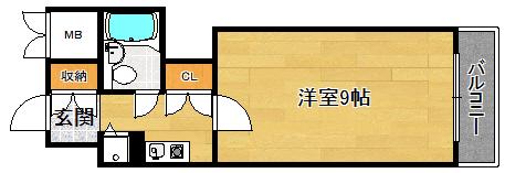 ダイアパレス西神戸(1K/9階)の間取り写真