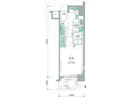 リヴシティ清澄白河(1K/7階)の間取り写真