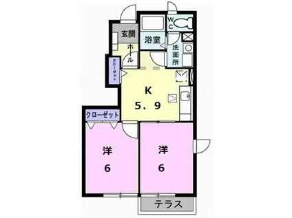 ルークスカイヒル(2K/1階)の間取り写真