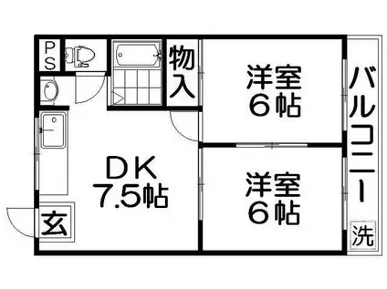オスカー桜木(2DK/3階)の間取り写真