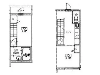 ソルナクレイシア笹塚(1DK/2階)の間取り写真