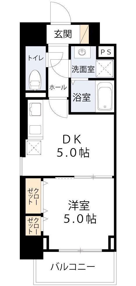 リアライズ鶴橋東II(1DK/8階)の間取り写真