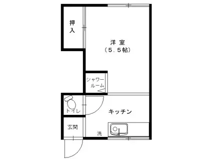 第二藤木荘(ワンルーム/1階)の間取り写真