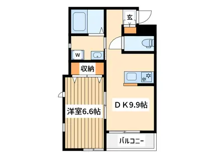 メゾンサンワD(1DK/1階)の間取り写真