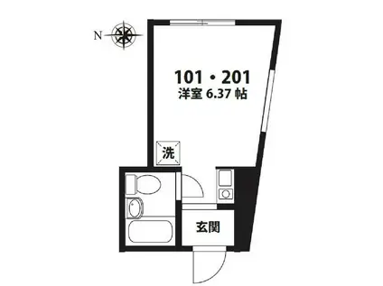 ルミネ代官(ワンルーム/2階)の間取り写真