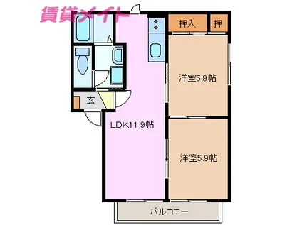 パークホーム青山G棟(2LDK/1階)の間取り写真