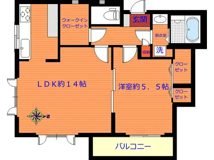 ベルパーク(1LDK/2階)の間取り写真