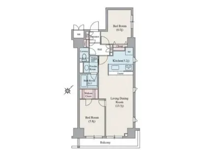 クレジデンス東銀座(2LDK/10階)の間取り写真