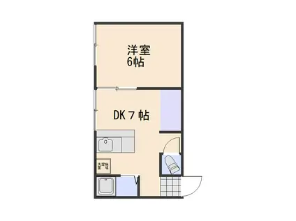 ノベル旭東町(1DK/2階)の間取り写真