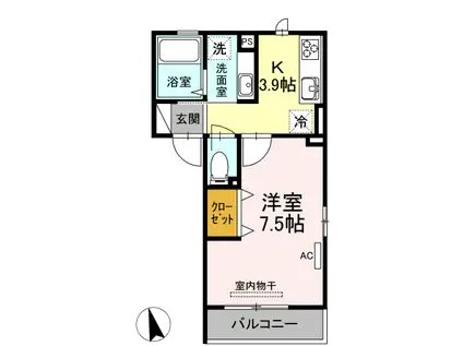 ジュネス大倉山(1K/2階)の間取り写真