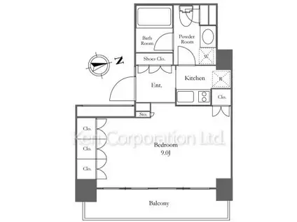 パークアクシス渋谷桜丘(1K/14階)の間取り写真