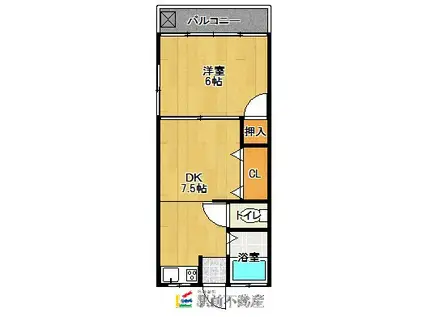 新堀アパート(1DK/1階)の間取り写真