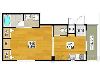 リアンコート江坂(1DK/3階)の間取り写真