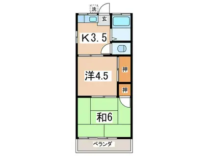 北園荘(2K/1階)の間取り写真