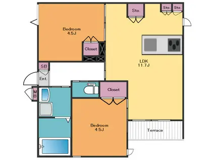 ブロッサム サンコー(2LDK/1階)の間取り写真