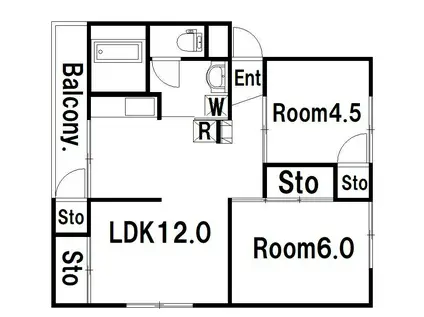 カネハレジデンス稲佐(2LDK/1階)の間取り写真